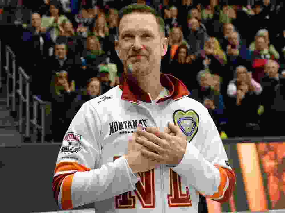 Canadian curling great Brad Gushue expresses his appreciation to the thousands of fans at the Brier earlier this year.