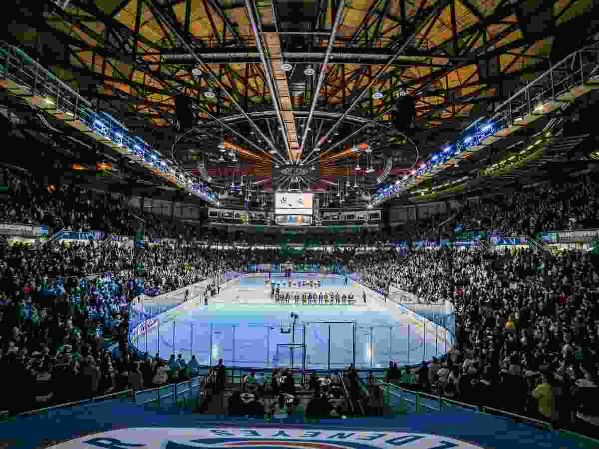 Pregame rink shot from the Vancouver Goldeneyes -Toronto PWHL game earlier this season at the Pacific Coliseum. Attendance was listed at 13,264.