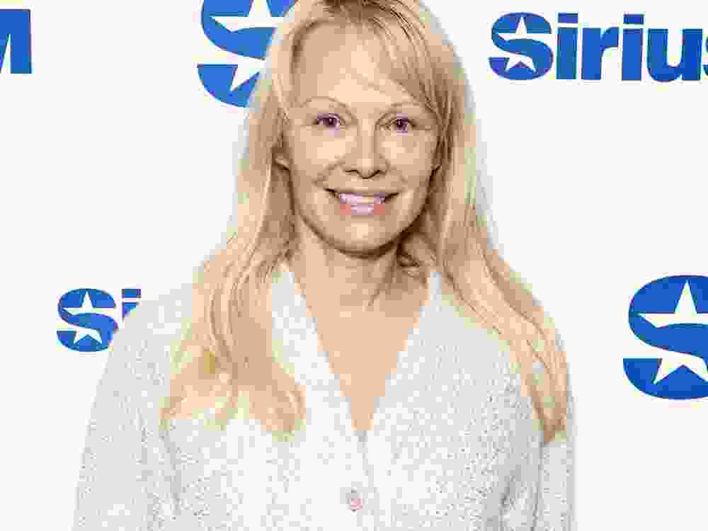 Pamela Anderson visits the SiriusXM Studios on Jan. 8, 2025 in New York City.