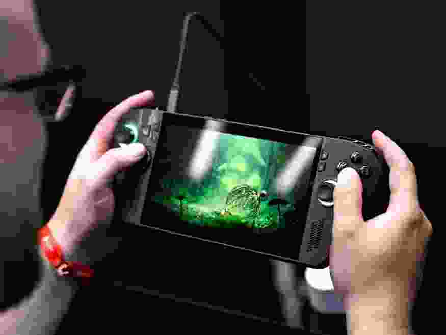 Putting Microsoft's Xbox ROG Ally through the paces at the Gamescom fair in Cologne, Germany