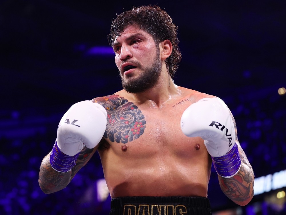 Dillon Danis looks on during the a heavyweight boxing match against Logan Paul in 2023.