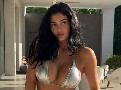 Kylie Jenner looking red hot in a silver bikini.