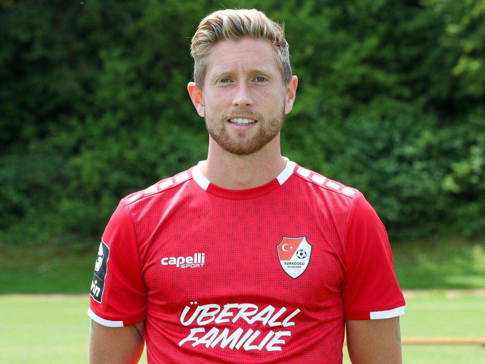 Sebastian Hertner of Türkgücü München poses during the team presentation at the club's training ground on July 20, 2021 in Munich, Germany.