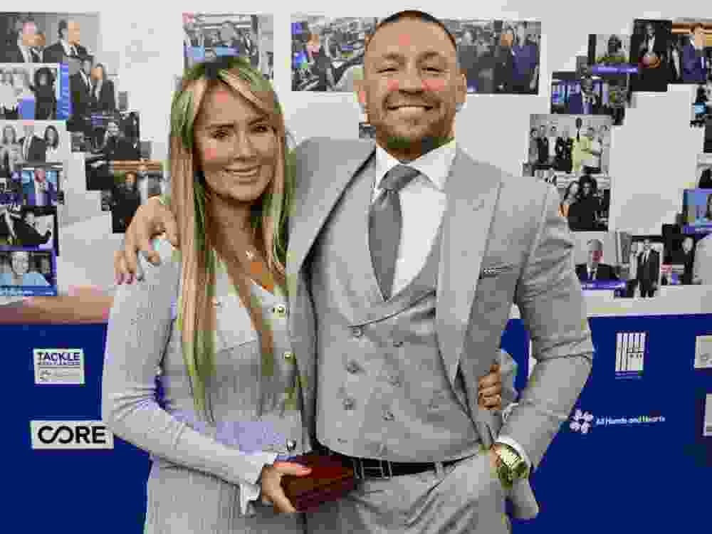 Dee Devlin and Conor McGregor attend Charity Day 2025 Hosted by the Cantor Fitzgerald Relief Fund at Cantor last year.