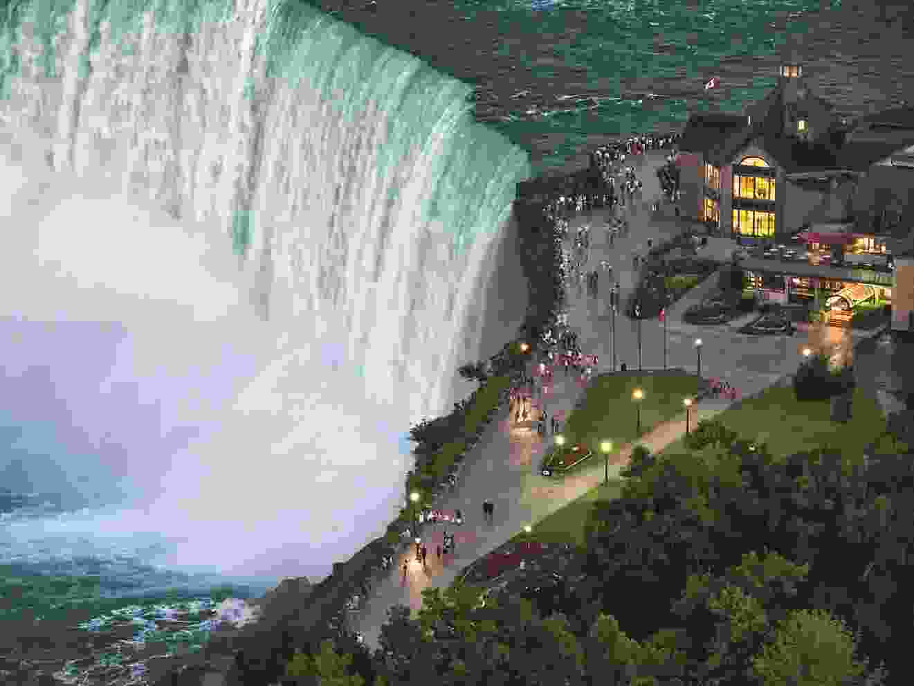 An aerial view of Niagara Falls.