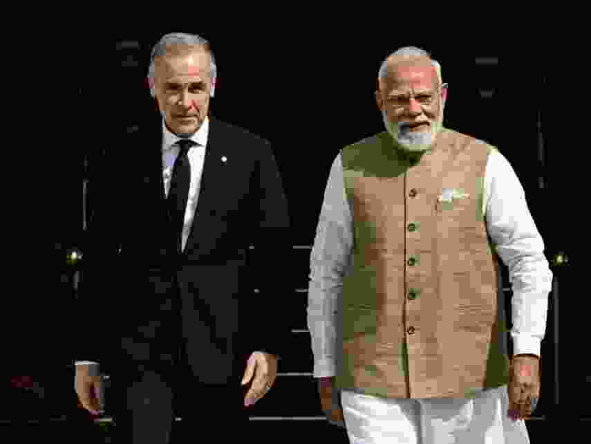 Prime Minister Mark Carney, left, and India's Prime Minister Narendra Modi