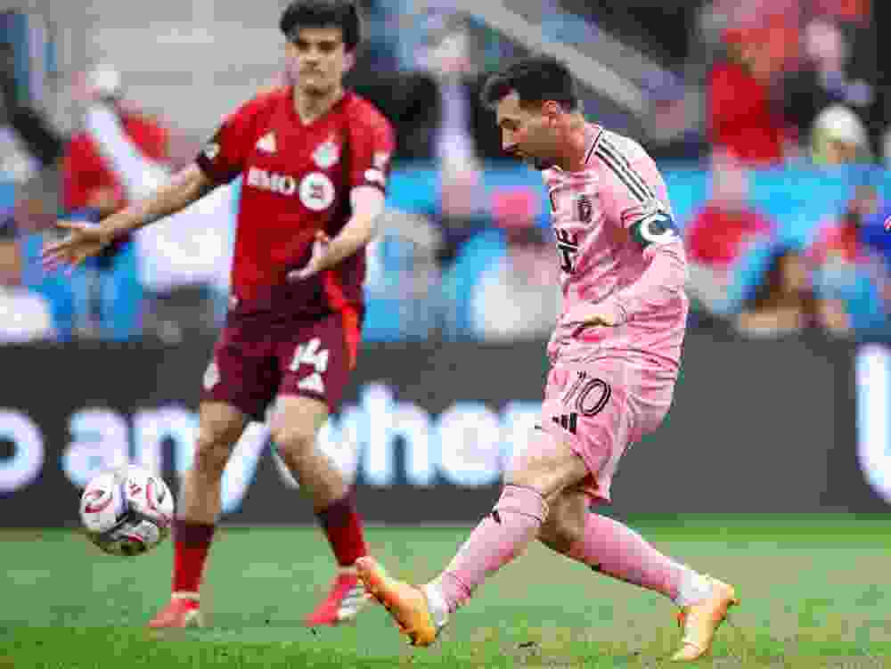 Lionel Messi of Inter Miami CF scores his team's fourth goal