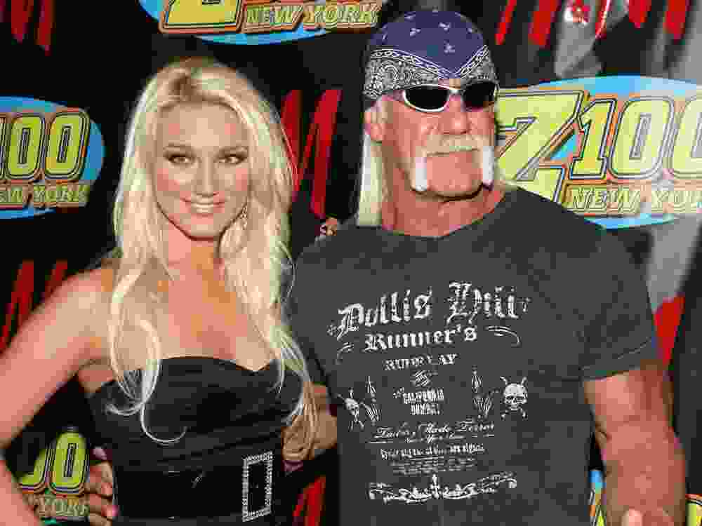 Brooke Hogan and her father Hulk Hogan pose for photos at Z100's Jingle Ball 2006.