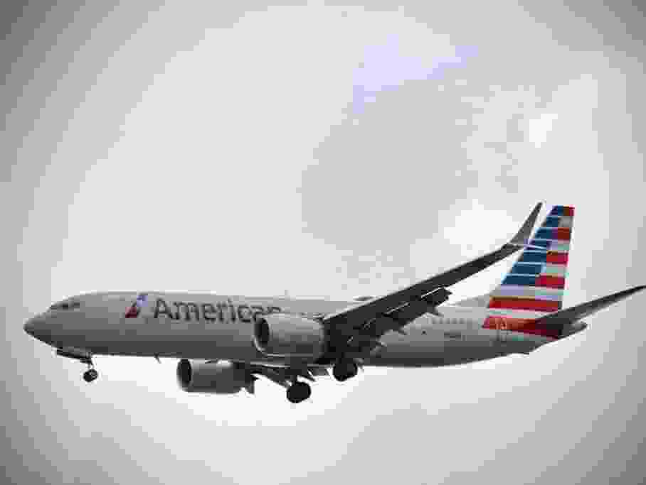 An American Airlines plane lands
