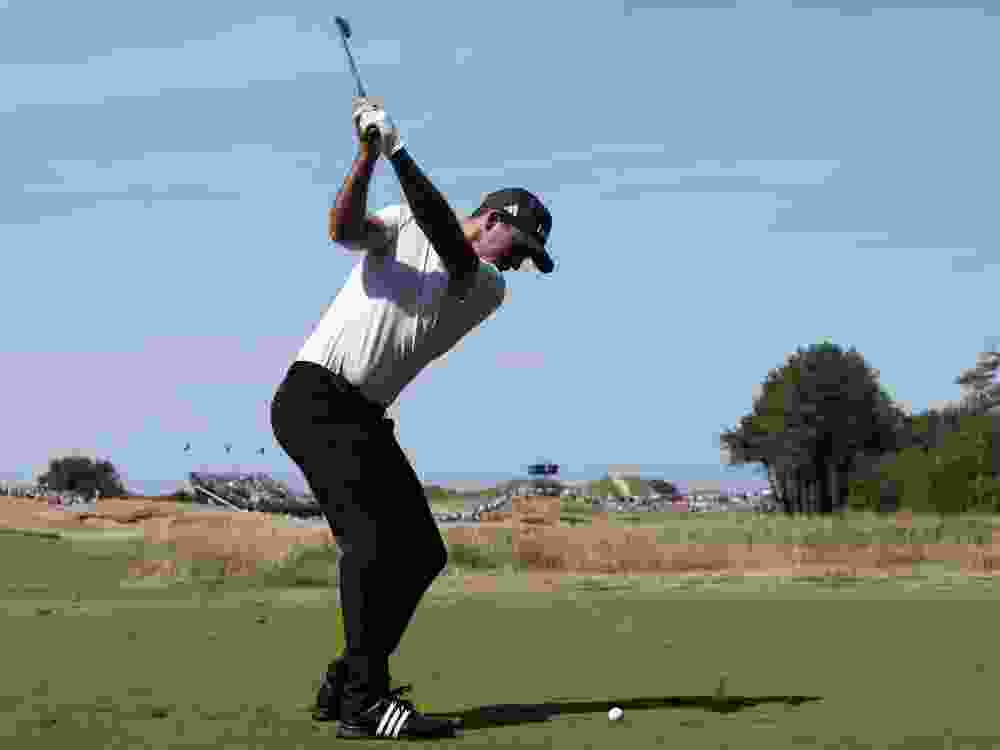 Nick Taylor of Canada tees off on the fifth hole on day one of the The 154th Open Championship at Royal Birkdale.