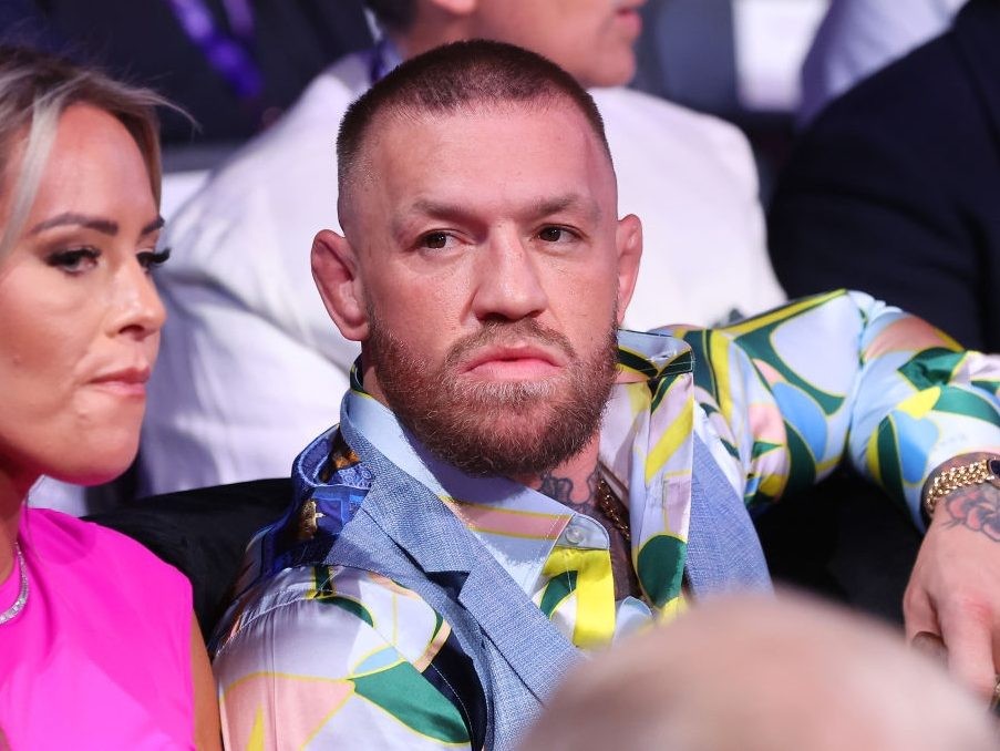 Conor McGregor looks on from ringside prior to during the IBF World Heavyweight Title fight between Daniel Dubois and Anthony Joshua, on the Riyadh Season - Wembley Edition card at Wembley Stadium on September 21, 2024 in London, England.