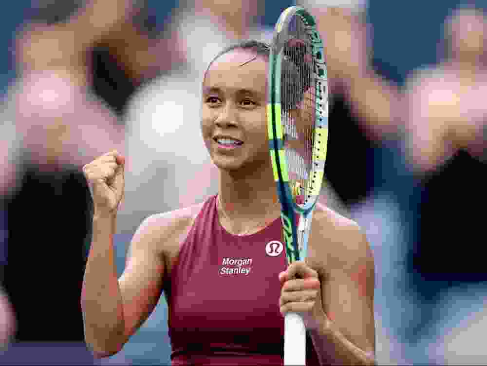 Leylah Fernandez of Canada celebrates her win