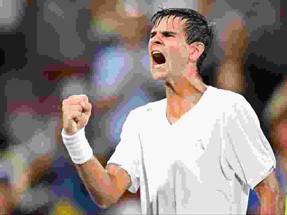 Rafael Jodar of Spain celebrates a victory against Jiri Lehecka of Czechia during their singles Round of 16 match on day seven of the ATP 1000 National Bank Open presented by Rogers at Stade IGA on August 8, 2026 in Montreal.