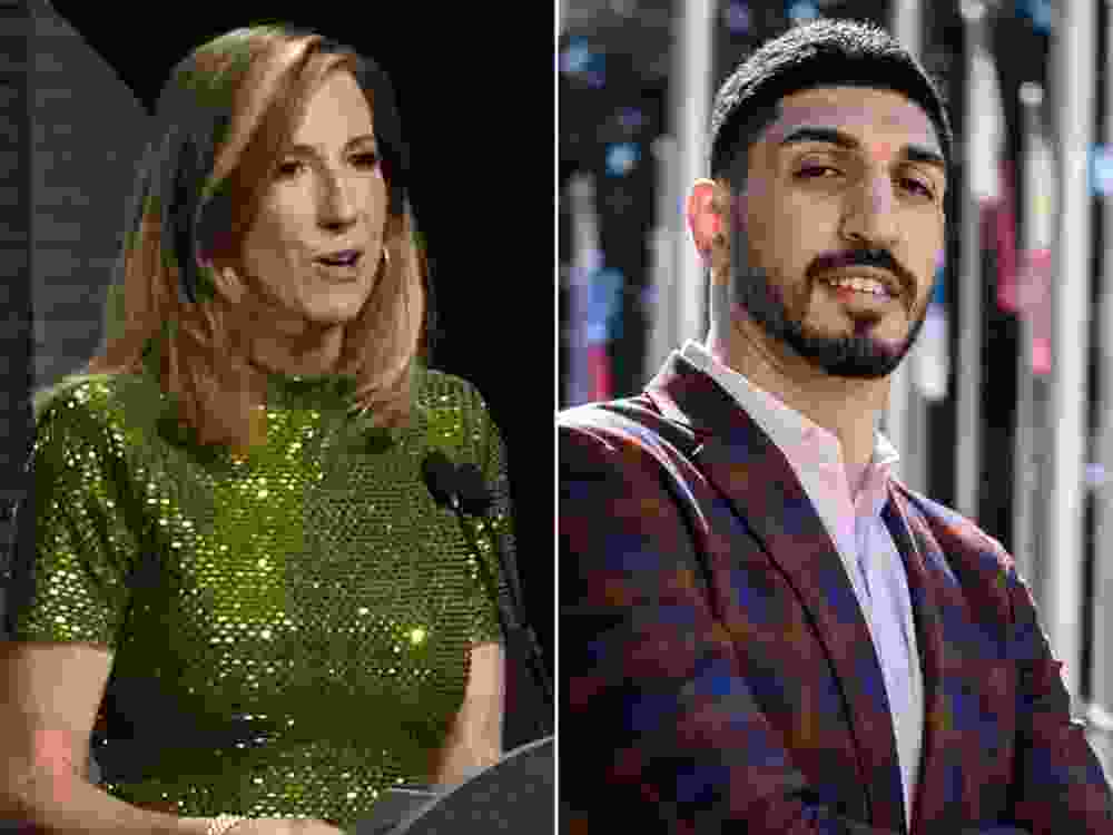 WNBA commissioner Cathy Engelbert and former NBA player Enes Kanter Freedom.