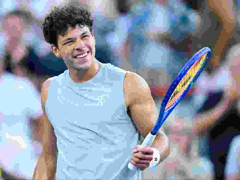 Ben Shelton of the United States celebrates his victory against Jakub Mensik of Czechia after their men's singles
quarterfinals match on day ten of the ATP 1000 National Bank Open presented by Rogers at Stade IGA on August 11, 2026 in Montreal.