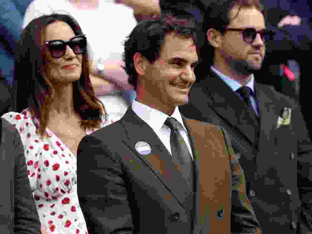 Retired tennis star Roger Federer is seen in the Royal Box on day eight of The Championships Wimbledon 2026.
