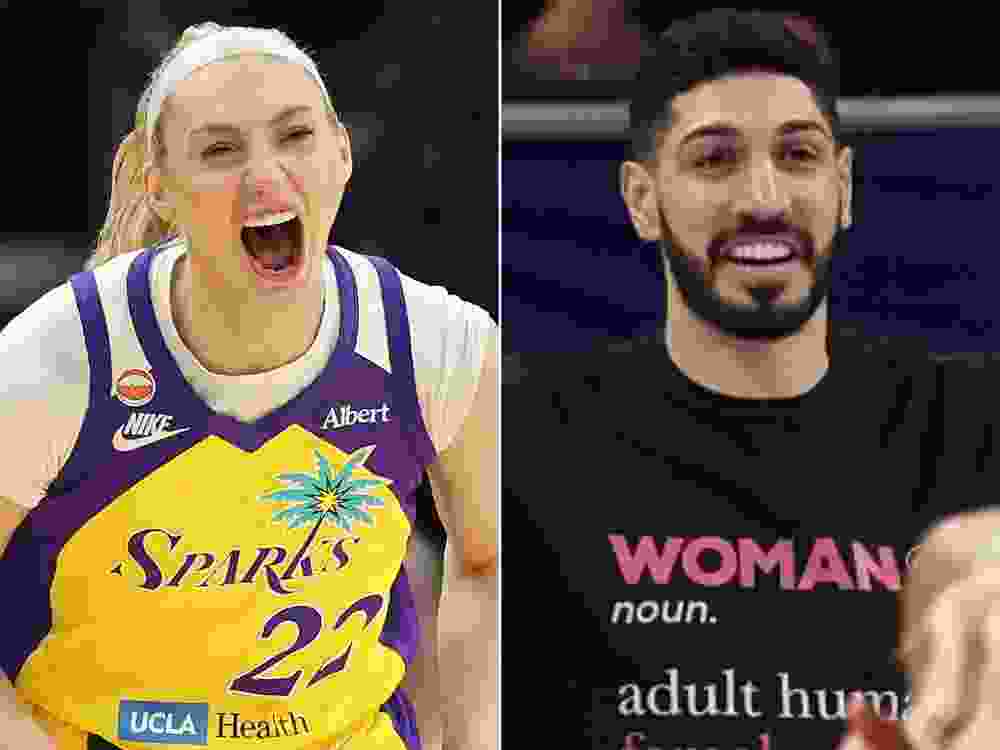 LA Sparks star Cameron Brink and former NBA player Enes Kanter Freedom.
