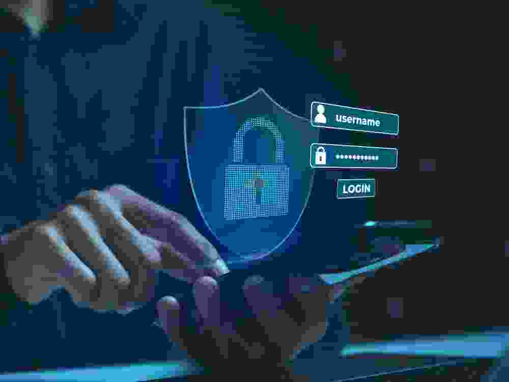 Secure login authentication on smartphone person protecting digital identity with password verification account security privacy protection and trusted online access.
