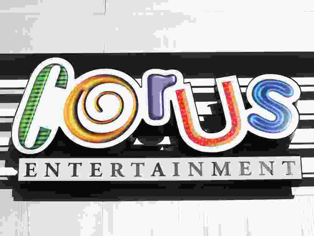 Branding is shown on the exterior of the Corus Centre Building in Calgary, Feb. 3, 2023.