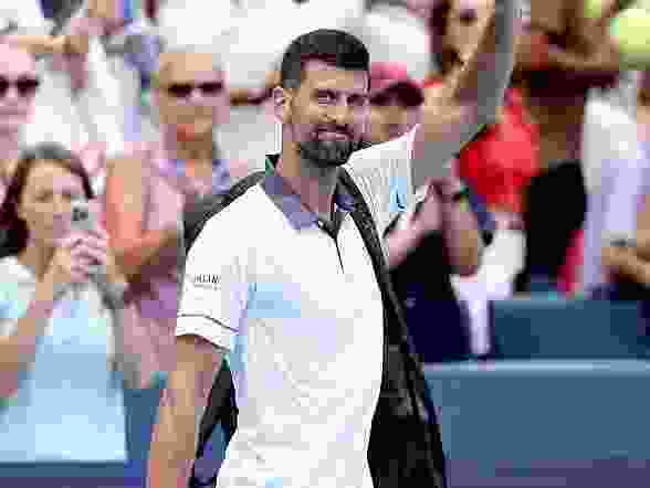 Novak Djokovic of Serbia leave the court after losing to Thiago Agustin Tirante of Argentina during day 5 of the Cincinnati Open at the Lindner Family Tennis Center on August 15, 2026 in Mason, Ohio.
