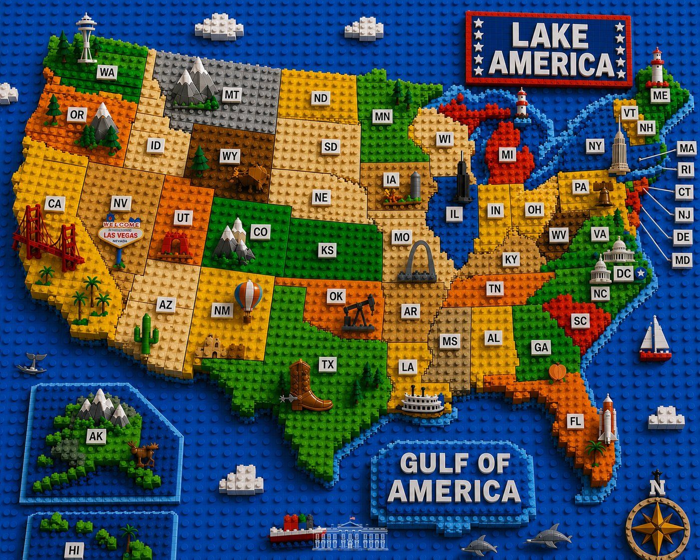 A social media post from The White House on Aug. 25, 2026 showing Lake Ontario renamed as Lake America.