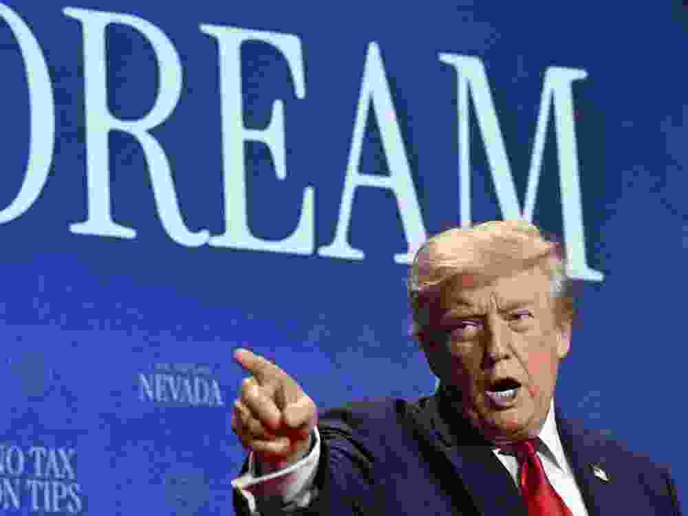 U.S. President Donald Trump gestures while speaking during an event promoting his administration's recent tax-relief initiative at Red Rock Casino Resort and Spa in Las Vegas, Nevada, on Aug. 5, 2026.