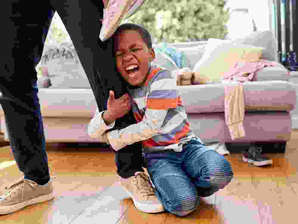 A little boy throwis a tantrum.