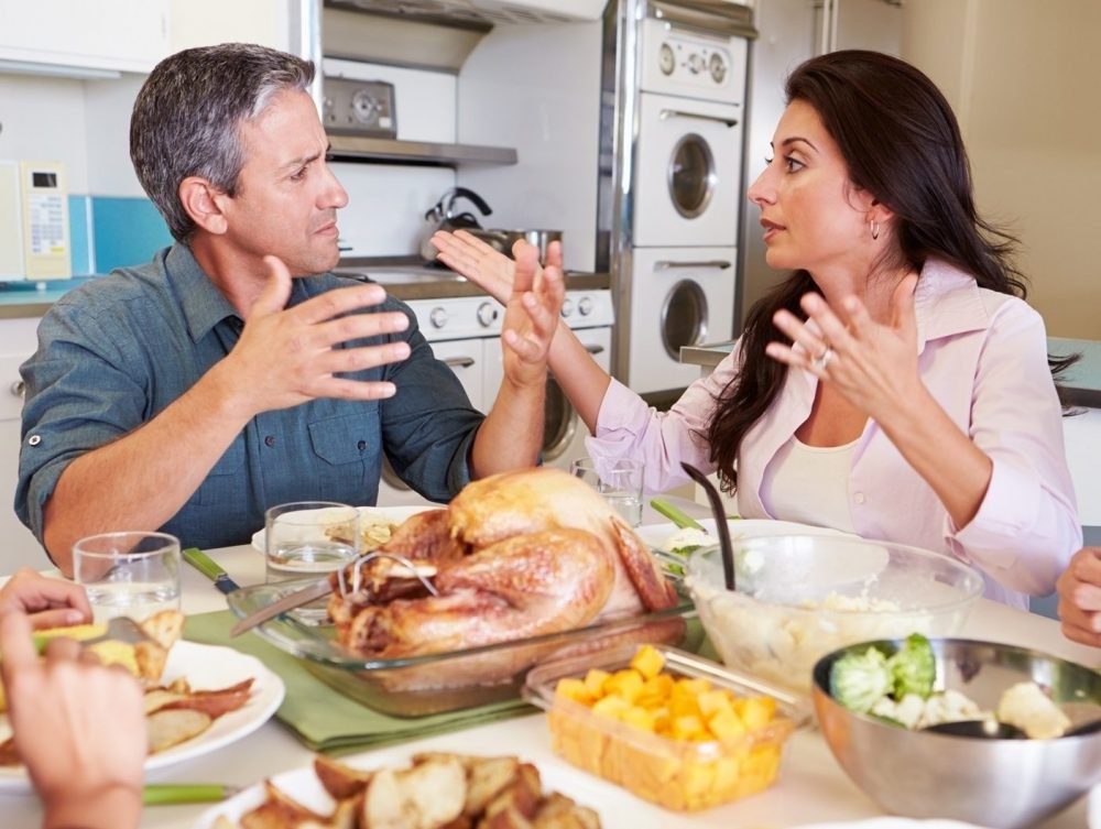 An argument during a family meal
