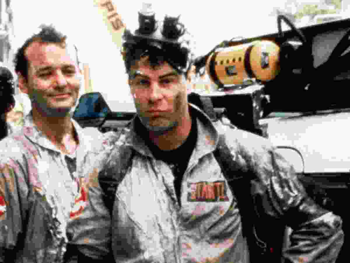 Bill Murray and Dan Aykroyd on the set of 'Ghostbusters.'