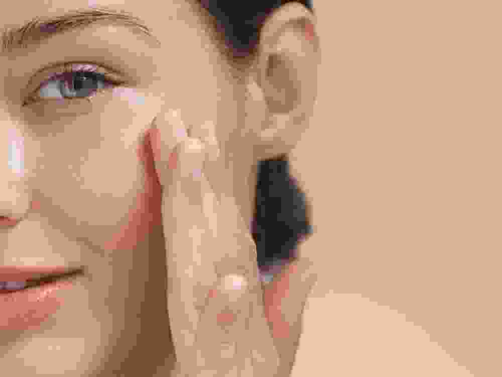Crop Photo of Cosmetics Skin Care Concept Photo of Close-up Woman Perfect Face with Hydrated Skin