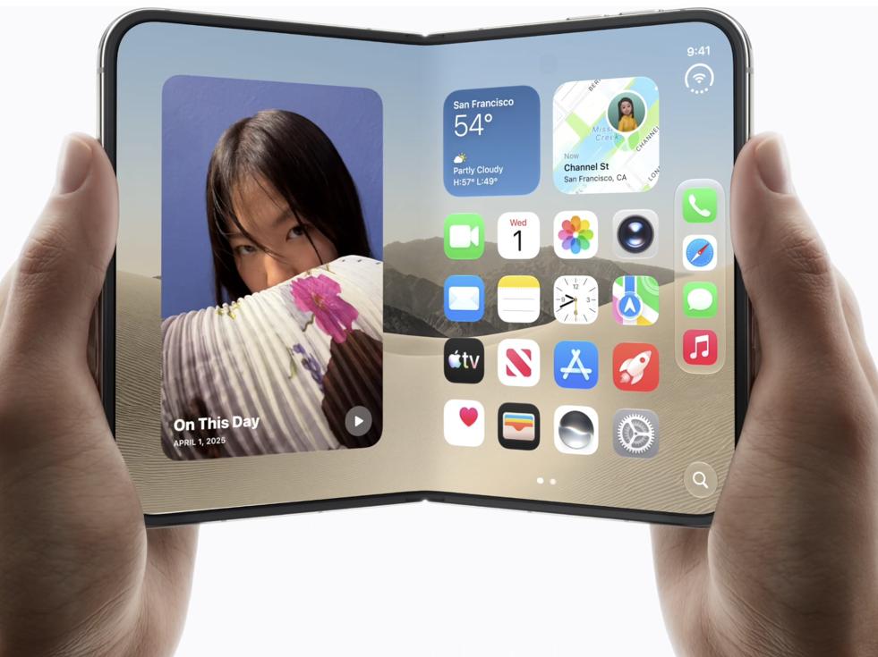 Apple unveiled its new iPhone Duo, the first ever foldable iPhone, at the company's Surprise and Shine event in Cupertino, Calif., on Wednesday, Sept. 9, 2026.