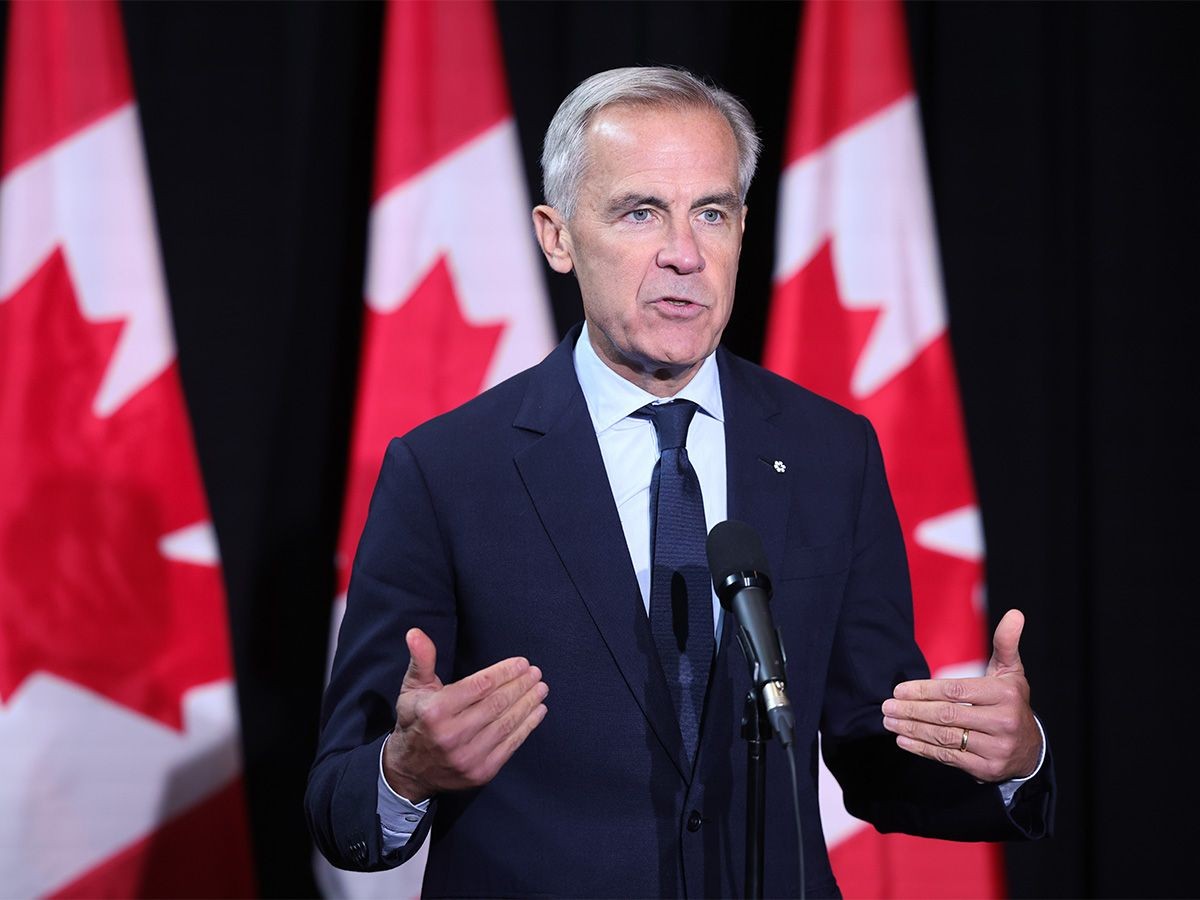 Prime Minister Mark Carney speaks in a press conference during a cabinet retreat at the Banff Centre in Banff on Thursday, Sept. 10, 2026.