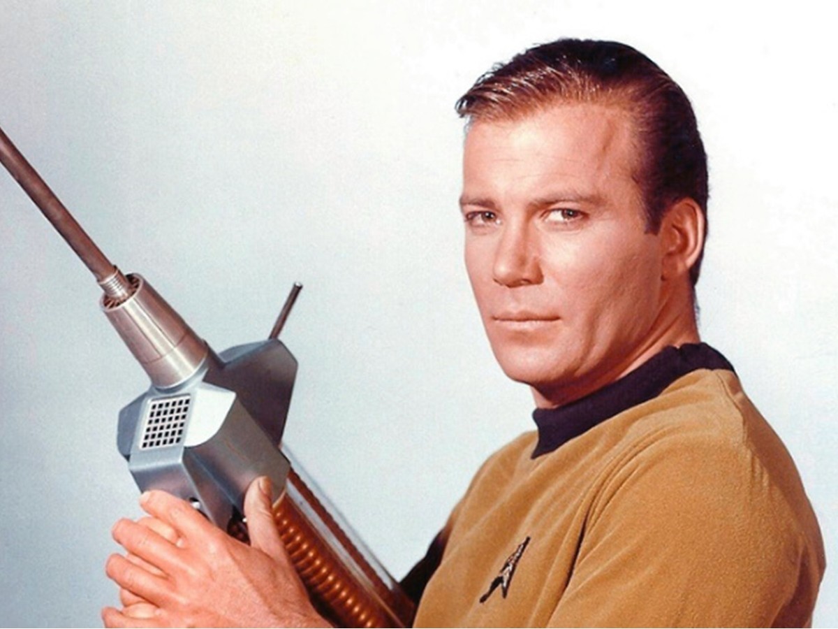 William Shatner as the iconic Captain Kirk in the 'Star Trek' episode, 'Where Man Has Gone Before.'