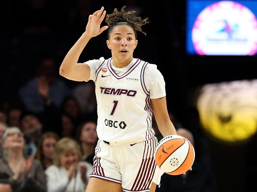 Kiki Rice of the Toronto Tempo dribbles the ball against the Minnesota Lynx during a game earlier this season.