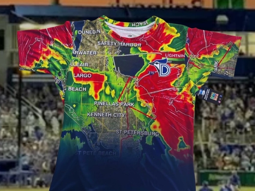 The Dunedin Blue Jays are selling T-shirt versions of their popular Rain Delay jersey.