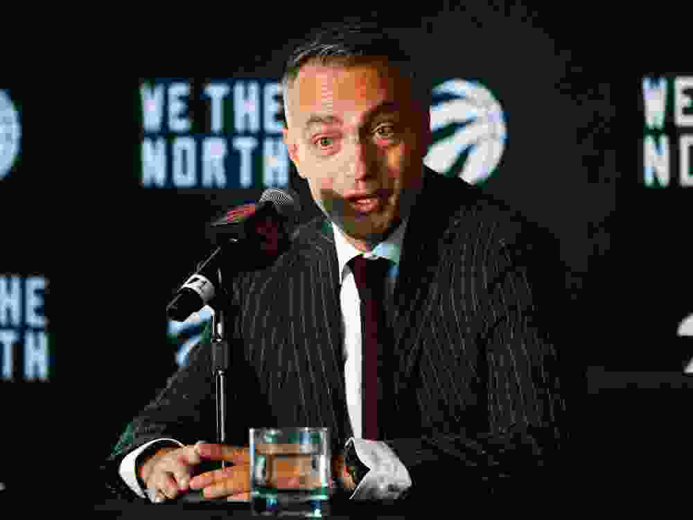 Head coach Darko Rajakovic of the Toronto Raptors speaks to media during the Toronto Raptors media day at Hotel X.