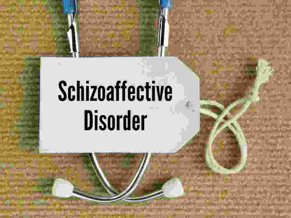 Stethoscope and paper tag with the word Schizoaffective disorder