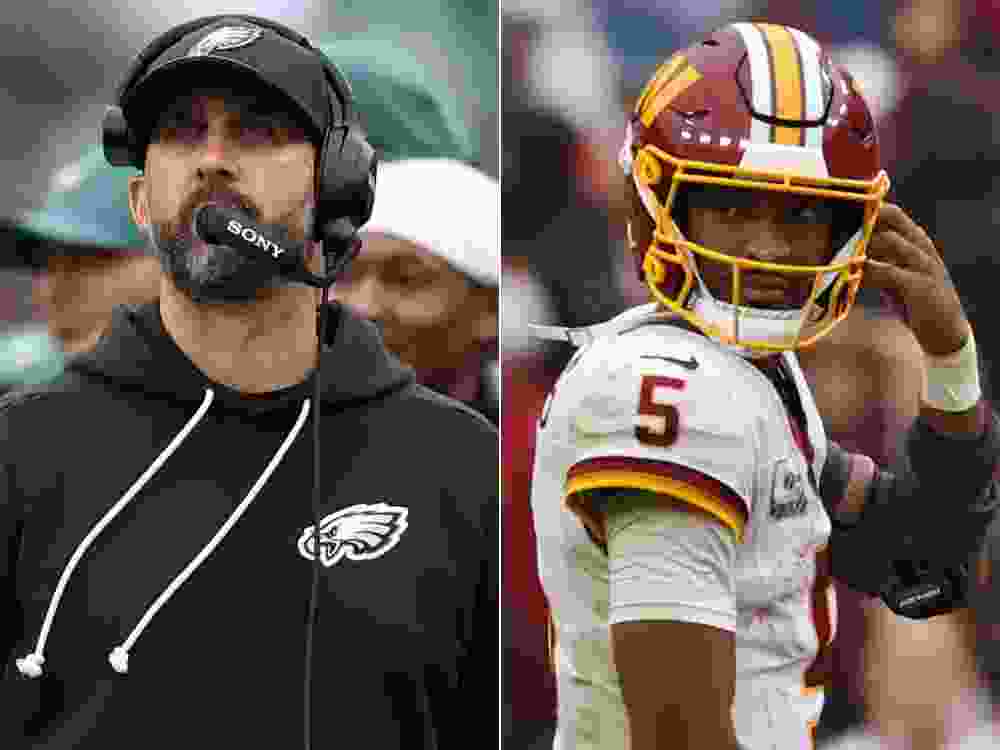 Philadelphia Eagles coach Nick Sirianni and Washington Commanders QB Jayden Daniels.