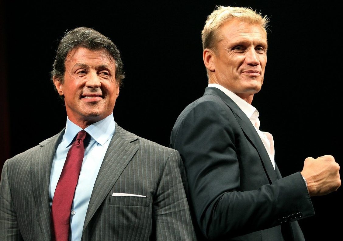 Sylvester Stallone and actor Dolph Lundgren pose during the premiere of 'The Expendables' on Sept. 26, 2010 in Tokyo, Japan.
