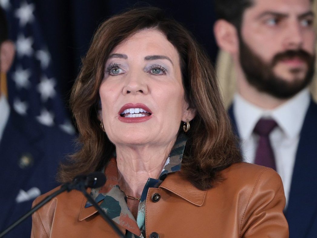 New York Gov. Kathy Hochul speaks during a press conference regarding legislation on artificial intelligence on September 21, 2026 in New York City. Gov. Hochul was joined by Attorney General Letitia James, Assemblymember Alex Bores, and State Senator Andrew Gounardes to speak on the next step of implementation of the Responsible AI Safety and Education (RAISE) Act, which implements guardrails and establishes safety, transparency, and reporting mandates for AI companies.