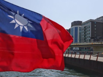 A Taiwanese flag is seen in Keelung, Taiwan, on Oct. 12.
