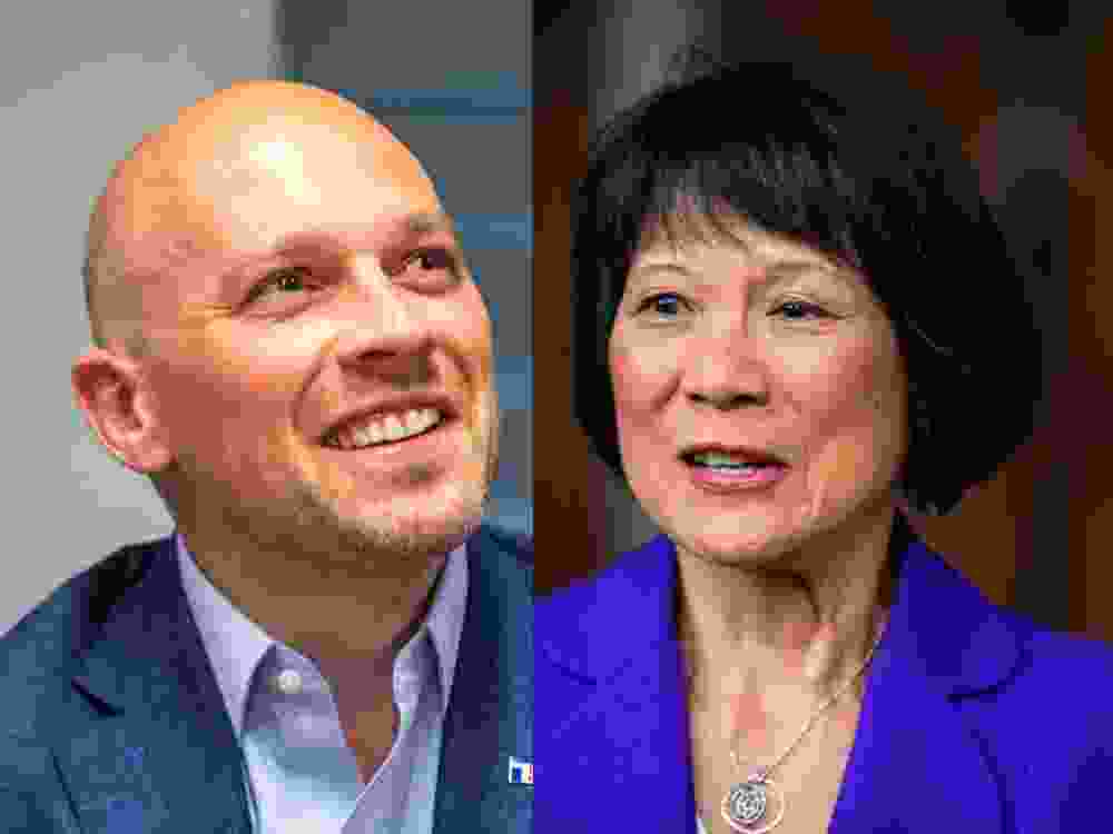 Toronto mayoral candidate Brad Bradford and Toronto Mayor Olivia Chow. 