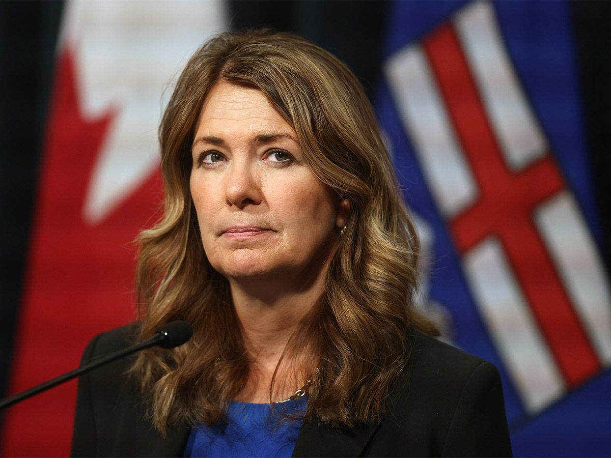 Premier Danielle Smith speaks at a press conference in Calgary on Tuesday, Sept. 1, 2026.