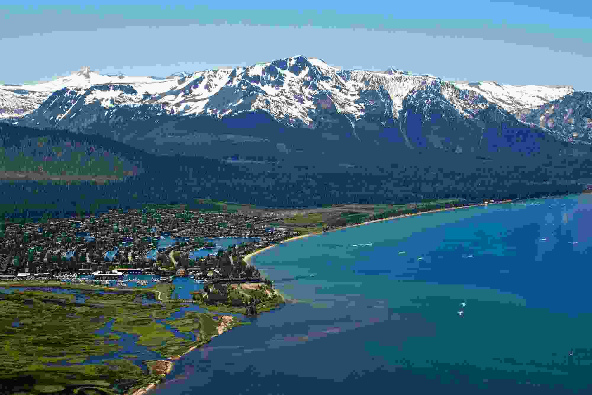 Aerial view of South Lake Tahoe in California.
