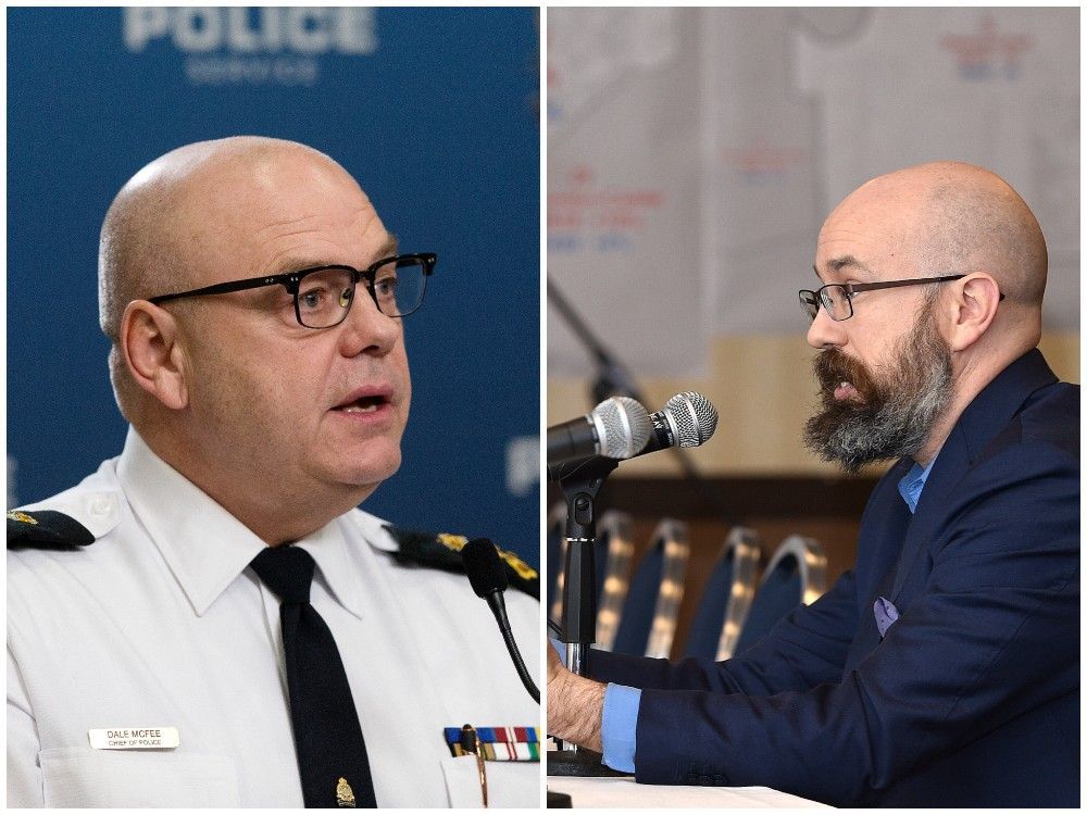 Former EPS Chief Dale McFee, left, and former journalist Duncan Kinney are pictured together in a photo illustration. File Photos/Postmedia