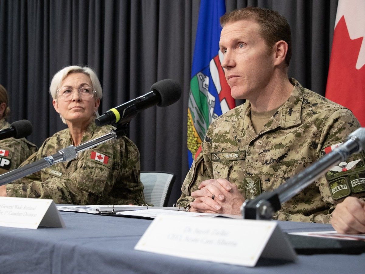 Maj.-Gen. Wade Rutland, commander of 1st Canadian Division, provided an update on the incident that occurred at Canadian Forces Base Wainwright on Oct. 17, 2026, and respond to questions from the media on Thursday, Oct. 22, 2026.