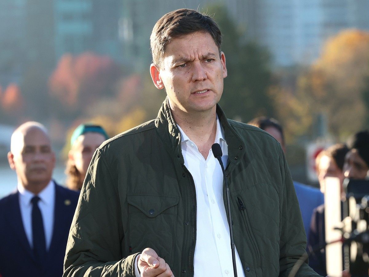 B.C. NDP leader David Eby attends a campaign event in Stanley Park in Vancouver on Oct. 19, 2026.