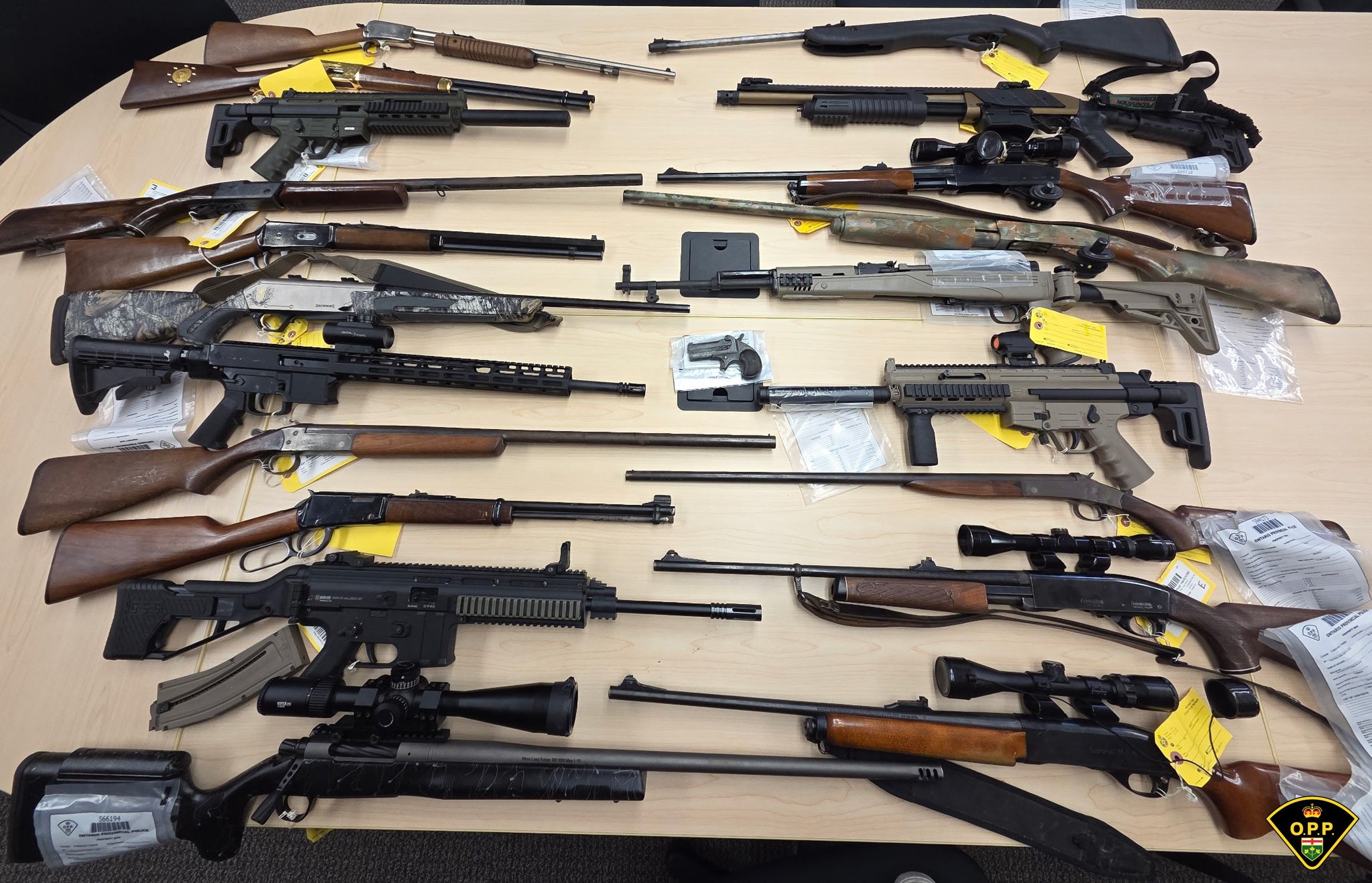 Ontario Provincial Police said they seized cocaine, 20 guns and $70,000 in cash on Oct. 1 during a raid in Belle River on a residence and two vehicles tied to a Hells Angels support club. (Photo provided by OPP)